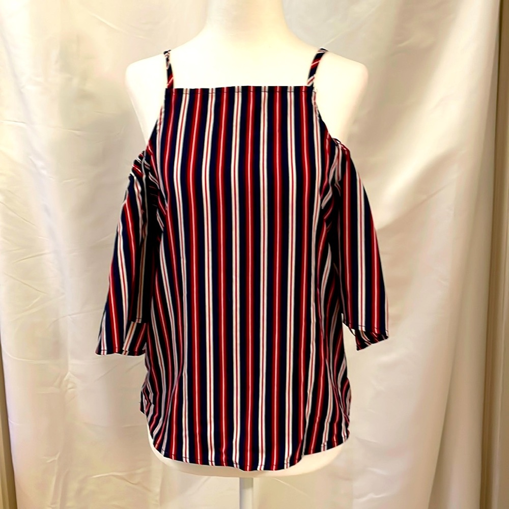 Super Cute Off Shoulder Crave Fame Striped Top